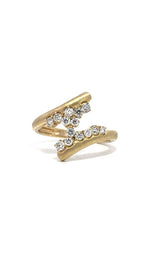 14K YELLOW GOLD BYPASS RING WITH DIAMONDS  G16859