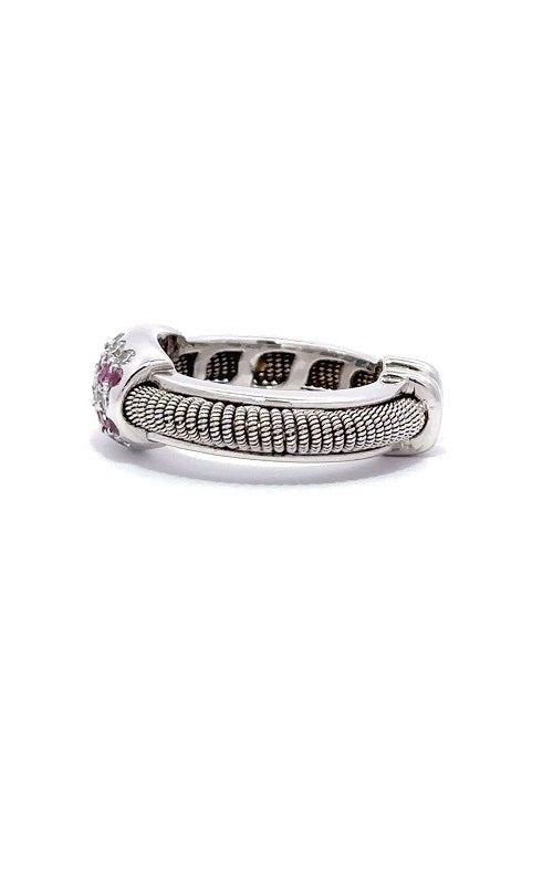 18K WHITE GOLD PINK SAPPHIRE AND DIAMONDS RING  C2390