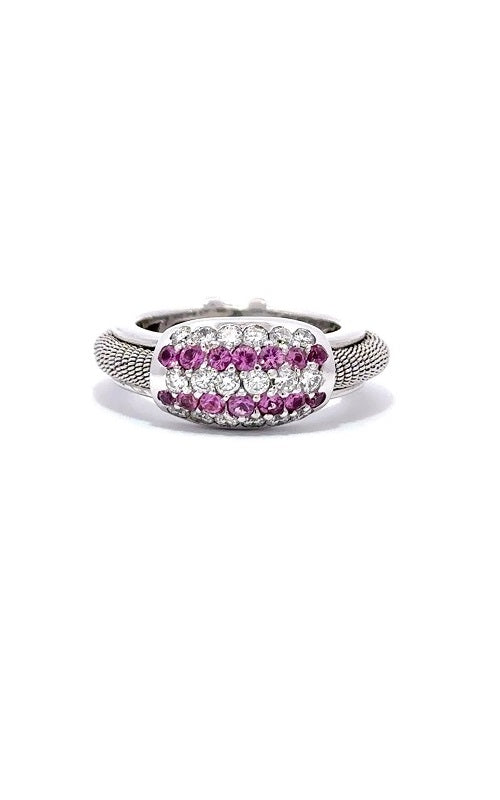 18K WHITE GOLD PINK SAPPHIRE AND DIAMONDS RING  C2390