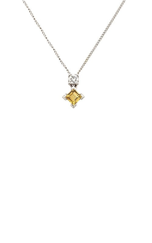 18K WHITE GOLD YELLOW SAPPHIRE NECKLACE  G2603