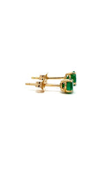 14K YELLOW GOLD EMERALD STUD EARRINGS  G16729