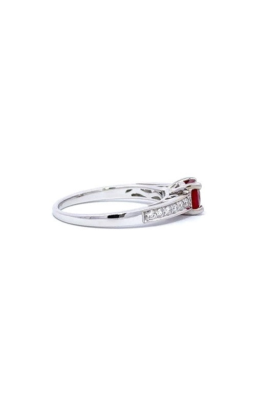 18K WHITE GOLD RUBY RING WITH SIDE DIAMONDS  G7715