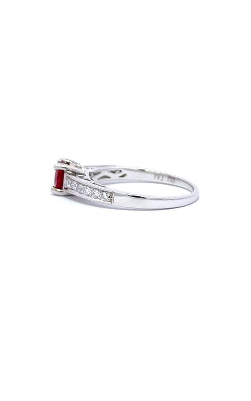 18K WHITE GOLD RUBY RING WITH SIDE DIAMONDS  G7715