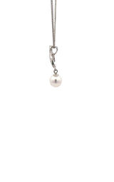 18K WHITE GOLD PEARL AND DIAMONDS PENDANT  G8719