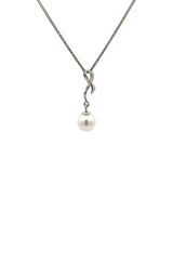 18K WHITE GOLD PEARL AND DIAMONDS PENDANT  G8719