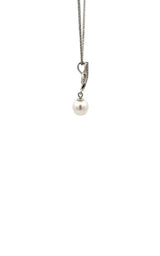 18K WHITE GOLD PEARL AND DIAMONDS PENDANT  G8719