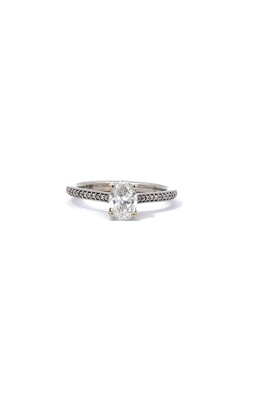 14K WHITE GOLD OVAL ENGAGEMENT RING WITH SIDE DIAMONDS  G8771