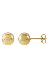 14K YELLOW GOLD 8MM BALL STUD EARRINGS  G16847