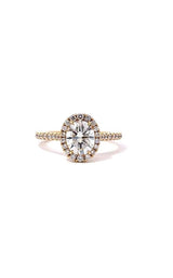 18K YELLOW GOLD HALO ENGAGEMENT RING  G9520