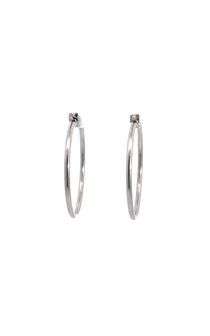 14K WHITE GOLD 30MM HOOP EARRINGS  G12827