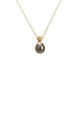 14K YELLOW GOLD TAHITIAN PEARL NECKLACE  G16175