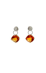 14K WHITE GOLD CITRINE DANGLE EARRINGS  G16314