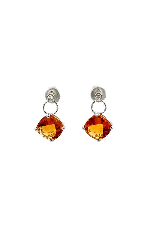 14K WHITE GOLD CITRINE DANGLE EARRINGS  G16314