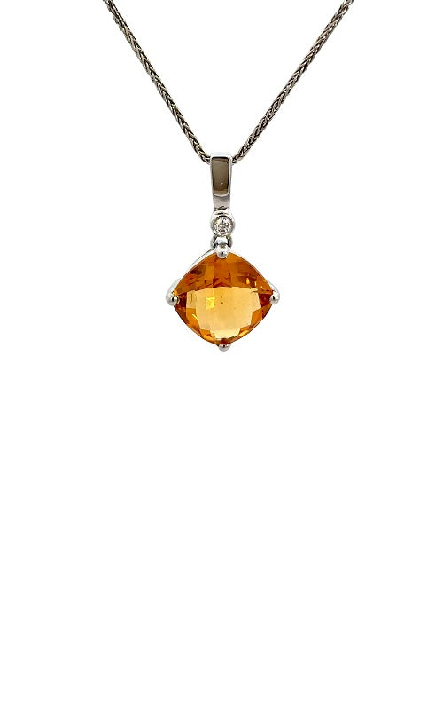 14K WHITE GOLD CITRINE PENDANT  G16313