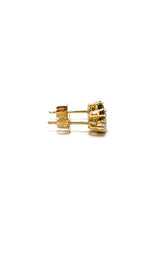 14K YELLOW GOLD GREEN SAPPHIRE AND DIAMOND STUD EARRINGS  G16730