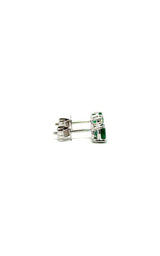 14K YELLOW GOLD EMERALD AND DIAMOND STUD EARRINGS  G16132