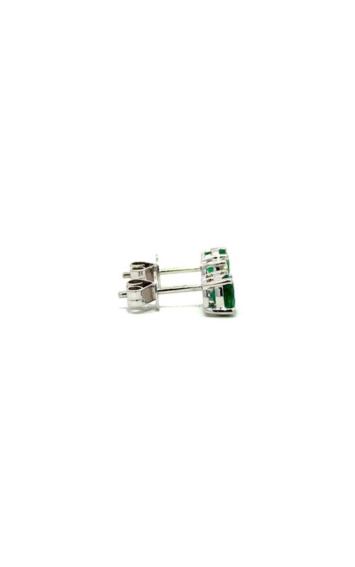 14K YELLOW GOLD EMERALD AND DIAMOND STUD EARRINGS  G16132