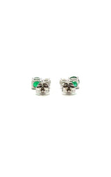 14K YELLOW GOLD EMERALD AND DIAMOND STUD EARRINGS  G16132