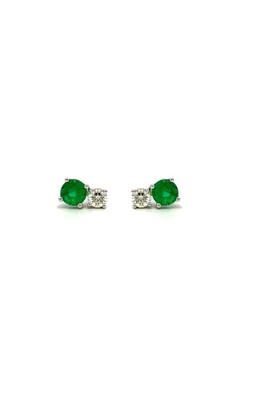 14K YELLOW GOLD EMERALD AND DIAMOND STUD EARRINGS  G16132