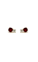 14K YELLOW GOLD RUBY AND DIAMOND STUD EARRINGS  G16133