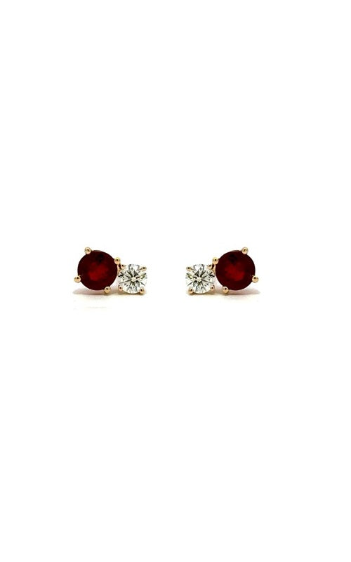 14K YELLOW GOLD RUBY AND DIAMOND STUD EARRINGS  G16133