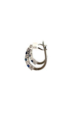 14K WHITE GOLD SAPPHIRE AND DIAMOND HOOP EARRINGS  G16478