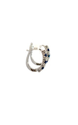 14K WHITE GOLD SAPPHIRE AND DIAMOND HOOP EARRINGS  G16478