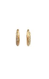 14K YELLOW GOLD DIAMOND HOOP EARRINGS  G16735