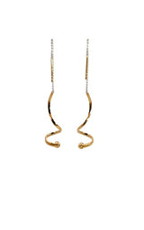 14K WHITE & YELLOW CORKSCREW THREADER DIAMOND EARRINGS G16480