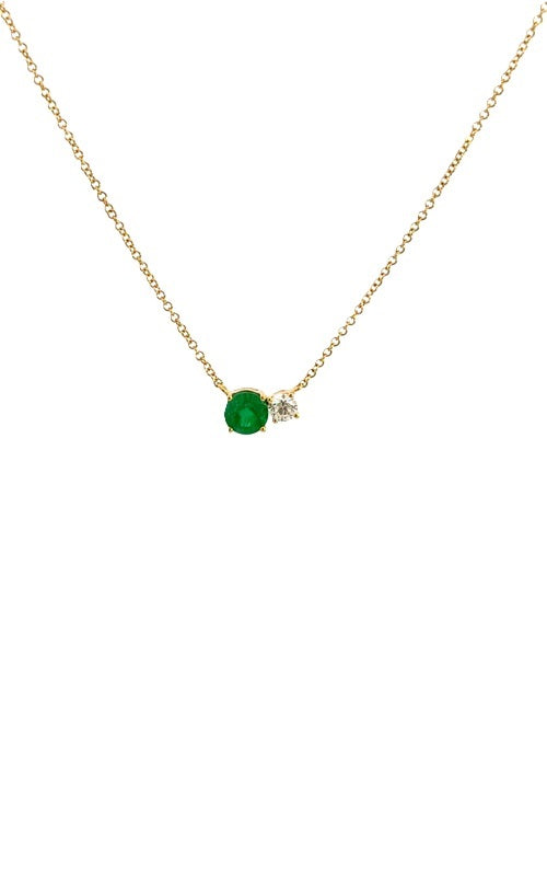 18K YELLOW GOLD DIAMOND AND EMERALD NECKLACE  G16135