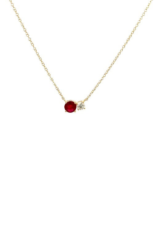 14K YELLOW GOLD DIAMOND AND RUBY NECKLACE  G16134