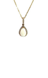 14k Yellow Gold Opal Necklace Pendant G17124