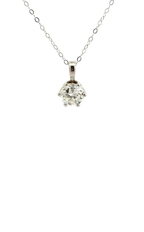 14K WHITE GOLD SOLITAIRE DIAMOND PENDANT  G16019