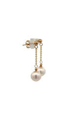 14K YELLOW GOLD AKOYA PEARLS DROP EARRINGS  G16299