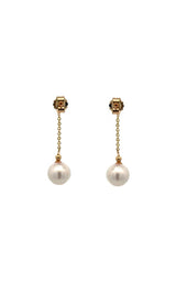 14K YELLOW GOLD AKOYA PEARLS DROP EARRINGS  G16299