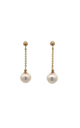 14K YELLOW GOLD AKOYA PEARLS DROP EARRINGS  G16299