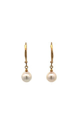 14K YELLOW GOLD EARRINGS AKOYA PEARLS  G16853