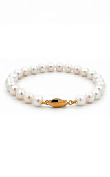 14K YELLOW GOLD PEARL BRACELET  G16855