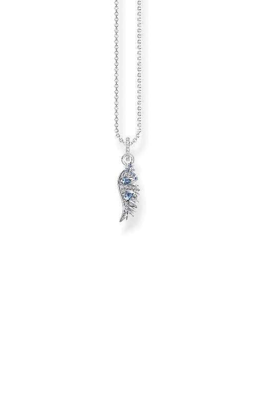NECKLACE PHOENIX WING WITH BLUE STONE SILVER by Thomas Sabo