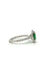 18K WHITE GOLD EMERALD RING WITH DIAMONDS  G16137