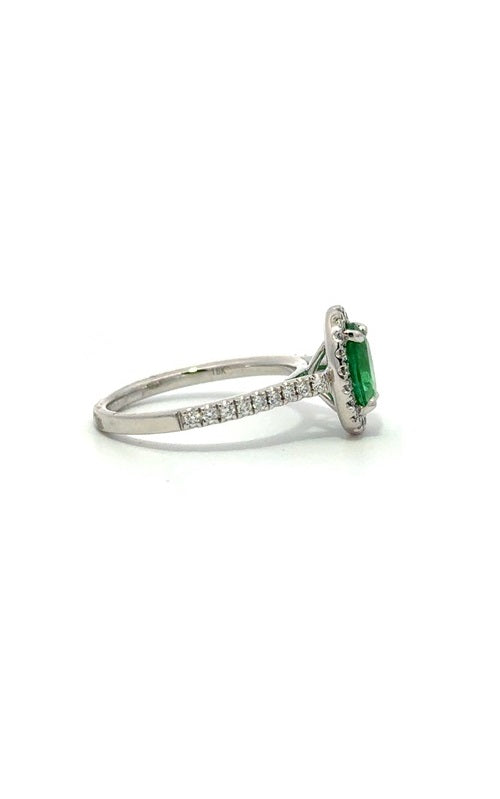 18K WHITE GOLD EMERALD RING WITH DIAMONDS  G16137