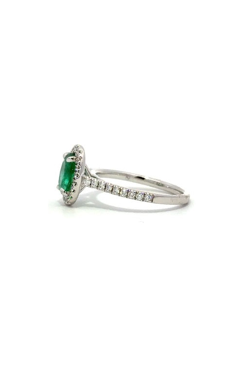 18K WHITE GOLD EMERALD RING WITH DIAMONDS  G16137