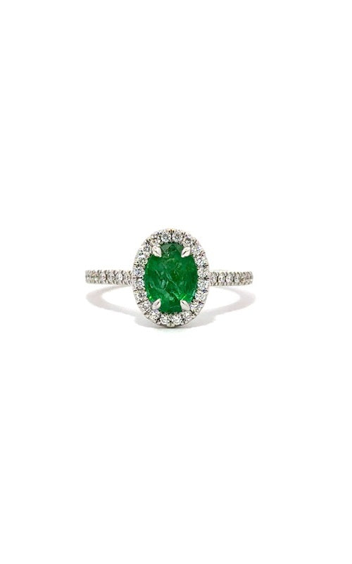 18K WHITE GOLD EMERALD RING WITH DIAMONDS  G16137