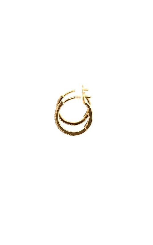 14K YELLOW GOLD PAVE HOOP EARRINGS   G16139