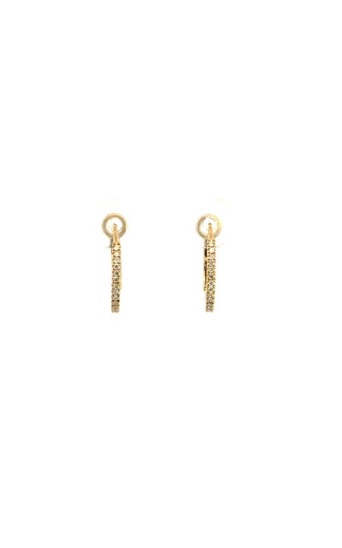 14K YELLOW GOLD PAVE HOOP EARRINGS   G16139