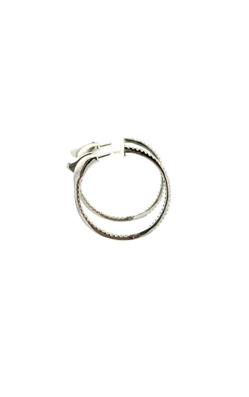 14K WHITE GOLD INSIDE-OUTSIDE HOOP EARRINGS  G16141