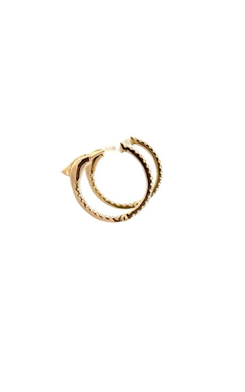 14K YELLOW GOLD DIAMOND INSIDE -OUT HOOP EARRINGS  G15319