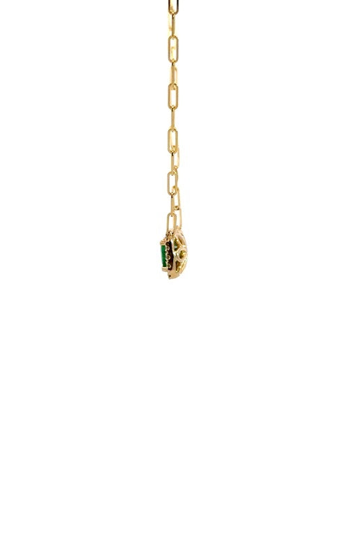 14K YELLOW GOLD EMERALD PENDANT WITH DIAMOND HALO  G15324