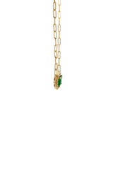 14K YELLOW GOLD EMERALD PENDANT WITH DIAMOND HALO  G15324