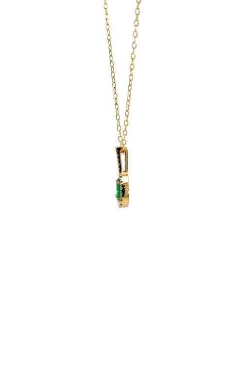 14K YELLOW GOLD EMERALD PENDANT WITH DIAMOND HALO  G15323